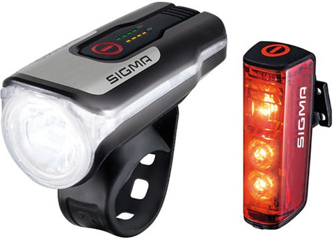 Batterielicht-Set SIGMA "Aura 80 & Blaze" USB, schwarz