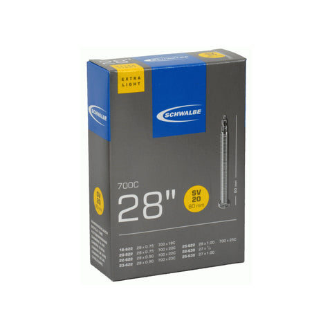 Schlauch Schwalbe 28 Zoll Nr. 20 SV Extralight, 80mm