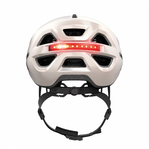 Helm ABUS Urban-I 4.0 champagne gold, Rückansicht mit magnetischem Lichtstreifen