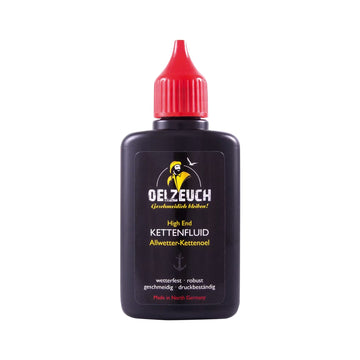 Schwarze 50-ml-Tropfflasche Atlantic Oelzeuch Allwetter-Kettenöl mit roter Tropfspitze