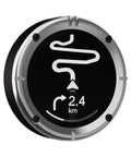 BEELINE Moto II Classic mit Aluminiumgehäuse und polierter Edelstahlblende, schräg von vorn mit Navigationsanzeige