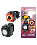 Beleuchtungsset SIGMA Aura Micro USB, Frontlicht und Ruecklicht, schwarz