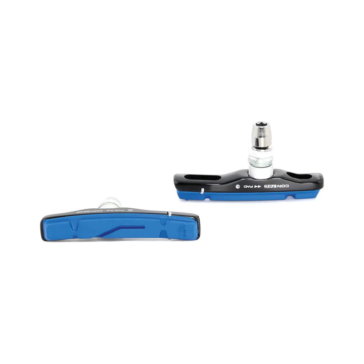 Bremsschuhe CONTEC Cartridge V-Stop Plus V-Brake, schwarz/blau, Produktfoto vor weißem Hintergrund