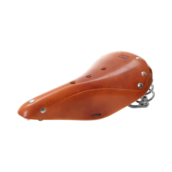 Fahrradsattel CONTEC Classic Exclusiv Trekking, Leder honey, Seitenansicht mit Federn
