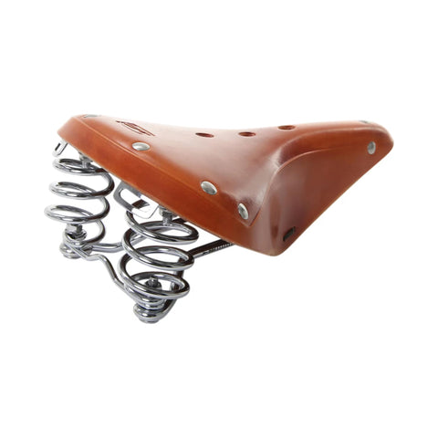 Fahrradsattel CONTEC Classic Exclusiv Trekking, Leder honey, Blick von hinten auf die beiden Druckfedern