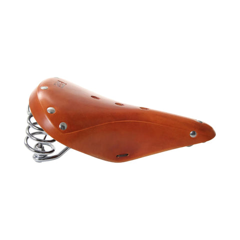 Fahrradsattel CONTEC Classic Exclusiv Trekking, Leder honey, Seitenansicht von schräg vorn