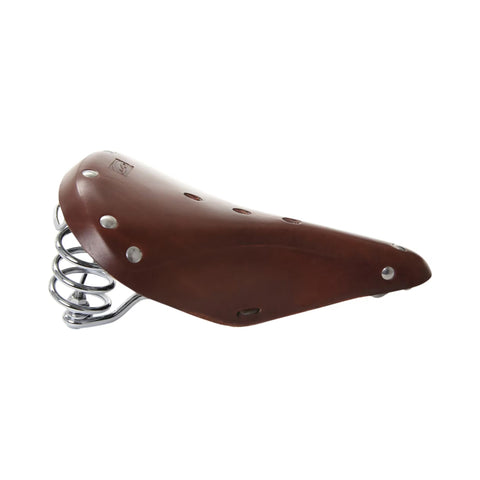 Fahrradsattel CONTEC Classic Exclusiv Trekking, Leder gravy, Seitenansicht von schräg vorn