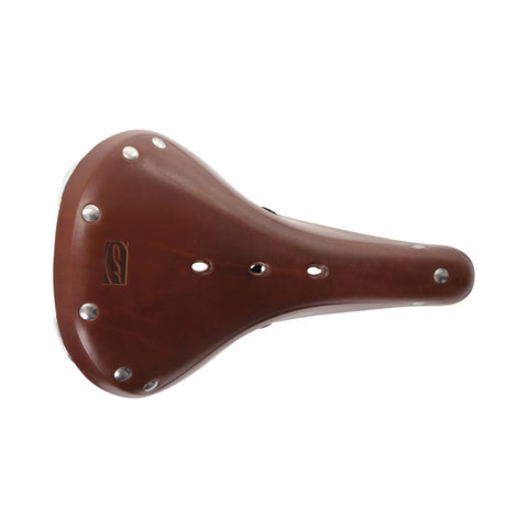 Fahrradsattel CONTEC Classic Exclusiv Trekking, Leder gravy, Draufsicht auf die Sitzfläche mit Nieten