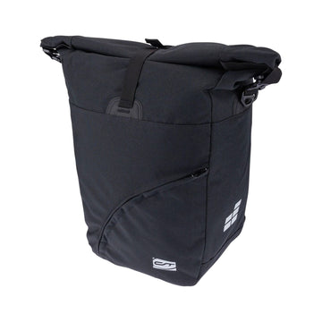CONTEC Einzeltasche Transit Waterproof in Schwarz, Vorderansicht mit geschlossenem Rollverschluss