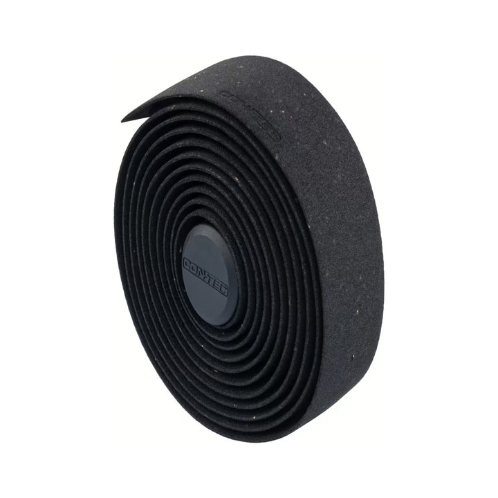CONTEC Lenkerband Prestige.Cork in Schwarz, aufgerollt mit Lenkerstopfen