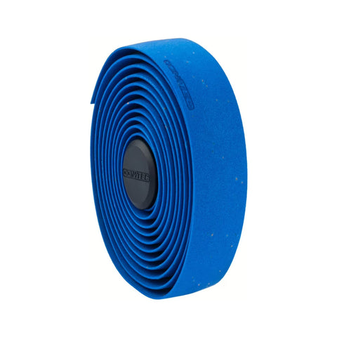 CONTEC Lenkerband Prestige.Cork in Dunkelblau, aufgerollt mit Lenkerstopfen