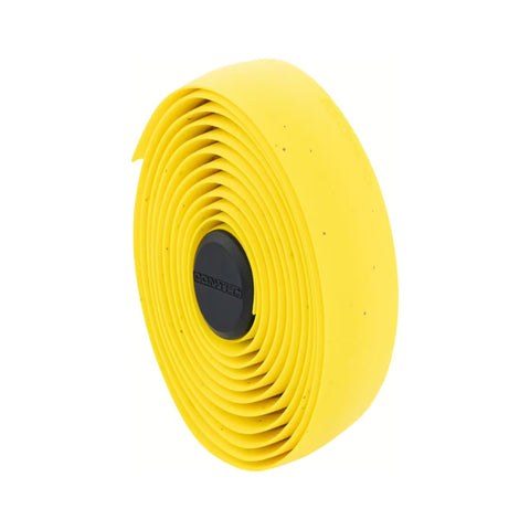 CONTEC Lenkerband Prestige.Cork in Gelb, aufgerollt mit Lenkerstopfen