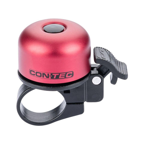 Miniglocke CONTEC Bing in mattem Rot, Aluminium, 37 mm Durchmesser, mit schwarzer Klemmschelle