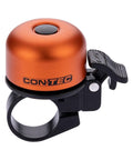 Miniglocke CONTEC Bing in mattem Orange, Aluminium, 37 mm Durchmesser, mit schwarzer Klemmschelle