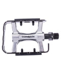 CONTEC Pedal Pivot in Schwarz und Silber, poliertes Aluminium-Plattformpedal mit Pins und Rückhaltebügel