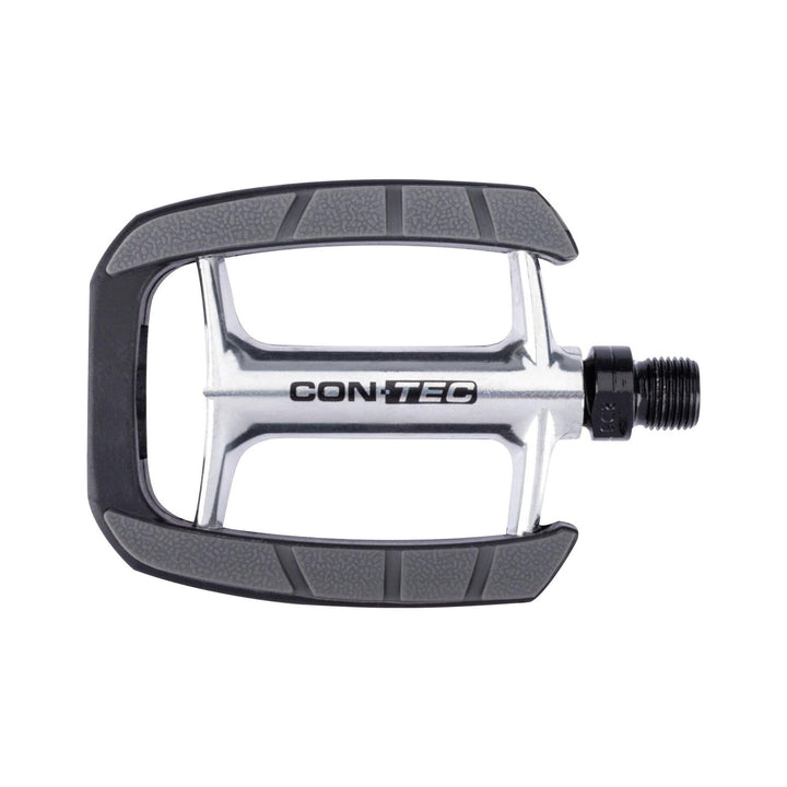CONTEC Pedal 1Boot in Silber und Schwarz, Käfigpedal mit Aluminiumkörper und griffigem Kunststoffrahmen