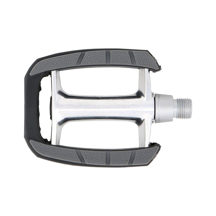 CONTEC Pedal Boot in Silber und Schwarz, Käfigpedal mit Aluminiumkörper und Kunststoffrahmen