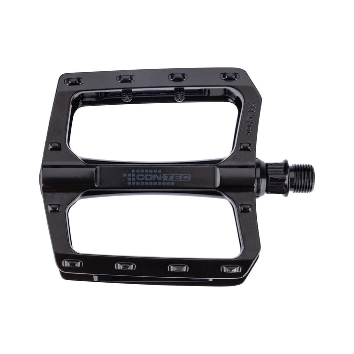 CONTEC Pedal A-Grind in Schwarz, schlankes Plattformpedal aus einteiligem Aluminium mit integrierten Reflektoren