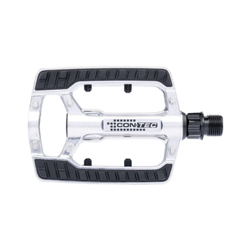 CONTEC Pedal Cruiser 2.0 in Silber, poliertes Aluminium-Blockpedal mit schwarzer Gummitrittfläche
