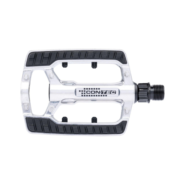 CONTEC Pedal Cruiser 2.0 in Silber, poliertes Aluminium-Blockpedal mit schwarzer Gummitrittfläche