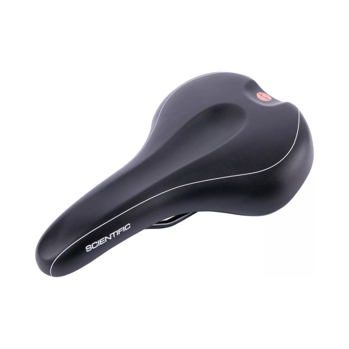 Fahrradsattel CONTEC Scientific Größe L, Unisex, schwarz mit rotem Logo und weißer Paspel