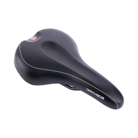Fahrradsattel CONTEC Scientific Größe L, Unisex, schwarz mit rotem Logo und weißer Paspel