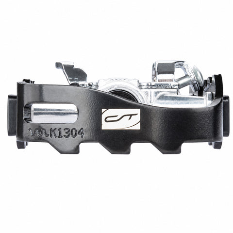 CONTEC Sprint Pedal, flache Seitenansicht des Aluminiumkäfigs in Schwarz und Silber