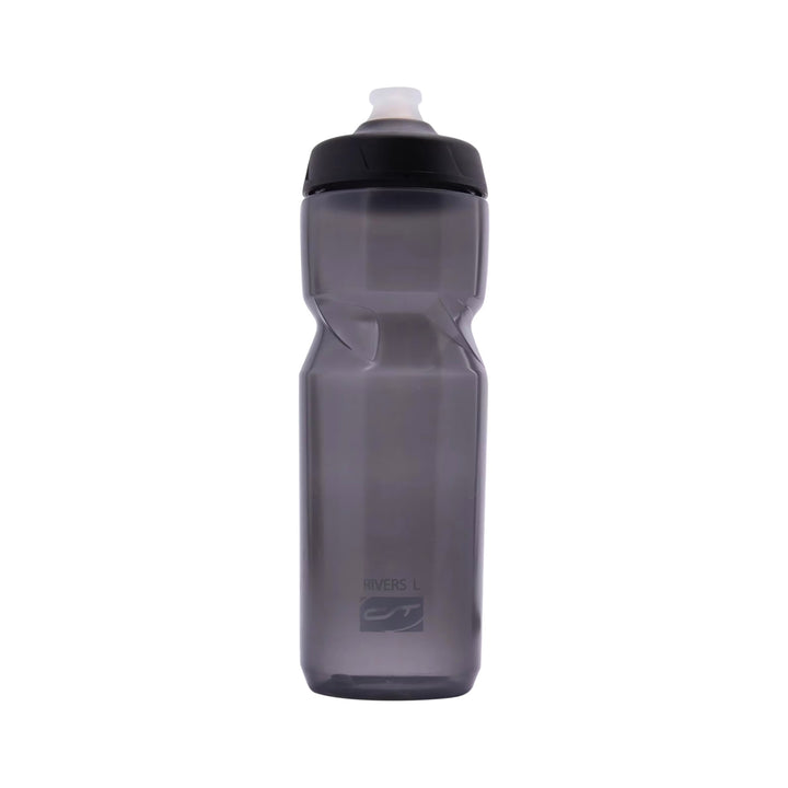 Fahrrad-Trinkflasche CONTEC Rivers L 800 ml, rauchgrau transparent mit schwarzem Schraubdeckel