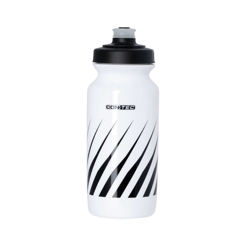 Fahrrad-Trinkflasche CONTEC Rivers Evo Spikes 500 ml in Weiß mit schwarzem Streifendekor