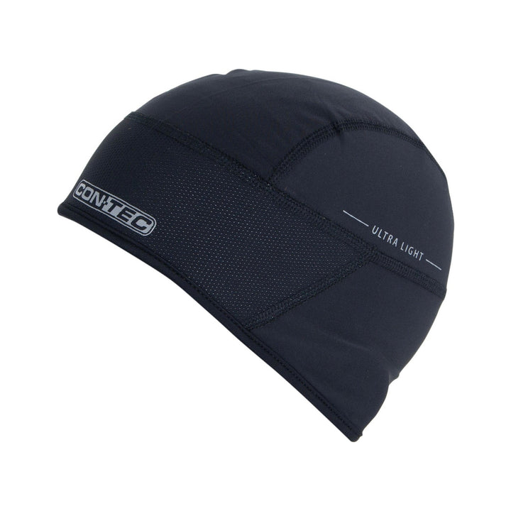 Helm-Unterziehmütze CONTEC Red Line Head Buffer DLX in schwarz, Seitenansicht mit CONTEC-Schriftzug