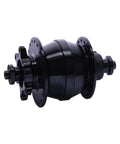 Schwarzer CONTEC Nabendynamo Powerhouse Hub 2 mit Sechsloch-Bremsscheibenaufnahme und Hohlachse
