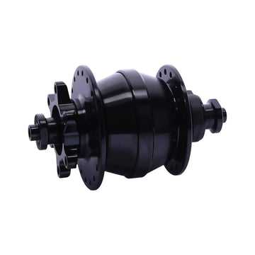 Schwarzer CONTEC Nabendynamo Powerhouse Hub 2 mit Sechsloch-Bremsscheibenaufnahme und Hohlachse