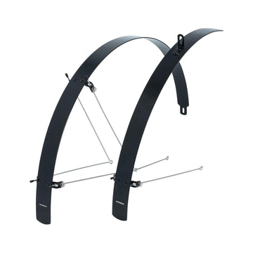 Schwarzes Aluminium-Schutzblechpaar CONTEC Flat Fender mit montierten Streben