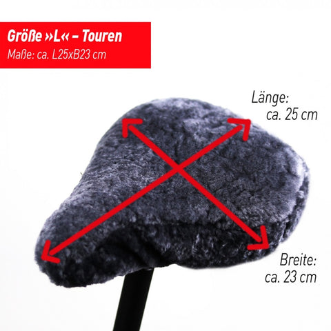 Maßgrafik Größe L für Touren-Sättel: Länge 25 cm, Breite 23 cm