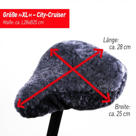 Maßgrafik Größe XL für City- und Cruiser-Sättel: Länge 28 cm, Breite 25 cm