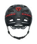 Fahrradhelm ABUS Hyban 2.0 LED, signal black matt, Rückansicht mit LED