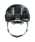 Fahrradhelm ABUS Hyban 2.0 LED, signal black matt, Frontansicht