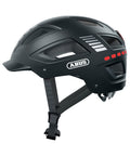 Fahrradhelm ABUS Hyban 2.0 LED, signal black matt, Seitenansicht