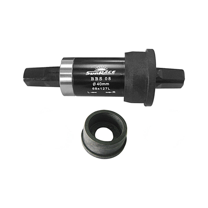 Innenlager SunRace BBS-08, Gehäusedurchmesser 40 mm, Vierkant, Achslänge 127 mm, mit Adapterschale