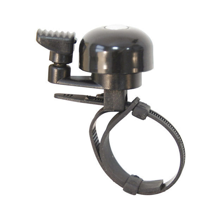 Miniglocke MES aus Aluminium in Schwarz mit wiederverwendbarer Schlauchbinderklemme für Lenker bis 31,8 mm