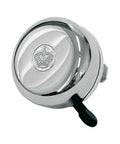 Fahrradglocke Reich Krone aus Stahl in Chrom, 55 mm Durchmesser, mit Kronenprägung und Sicherheitshebel