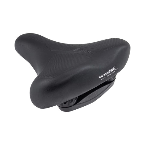 Fahrradsattel SELLE Bassano Volare City XXL, Unisex, schwarz, Dreiviertelansicht mit Elastomerdämpfern