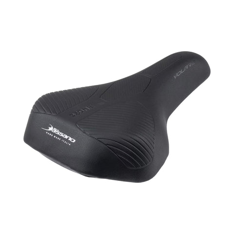 Fahrradsattel SELLE Bassano Volare Trekking, Damen, schwarz, Dreiviertelansicht mit 3-Zonen-comfortPlus-Polsterung
