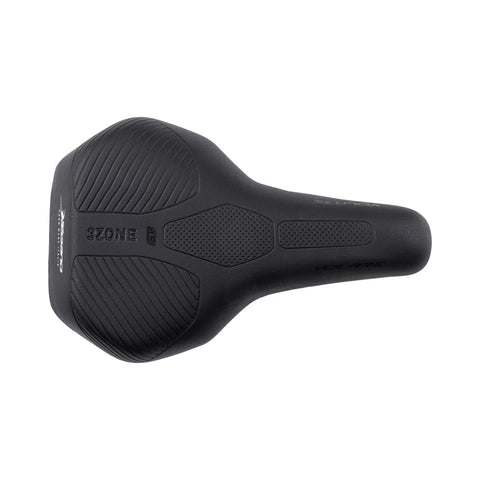Fahrradsattel SELLE Bassano Volare Trekking, Damen, schwarz, Draufsicht auf die kürzere Sitzfläche