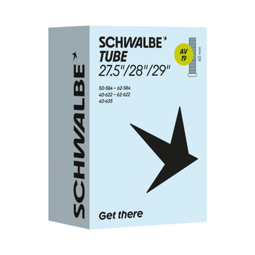 Fahrradschlauch Schwalbe Nr. 19, 27,5 bis 29 Zoll, Autoventil 40 mm, Verpackung