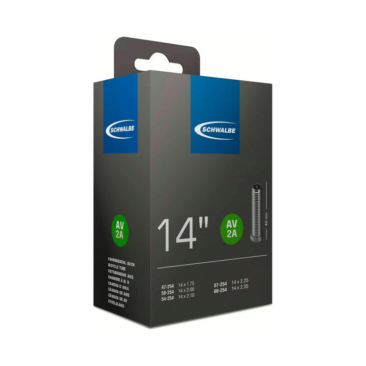 Fahrradschlauch Schwalbe Nr. 2A, 14 Zoll, Autoventil 40 mm, Verpackung