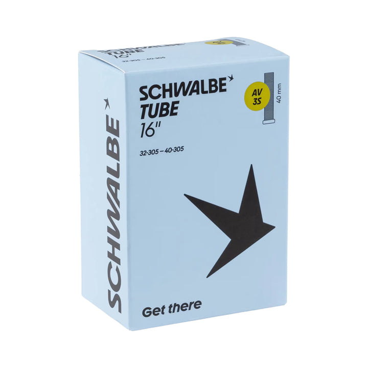 Fahrradschlauch Schwalbe Nr. 3S, 16 Zoll, Autoventil 40 mm, Verpackung