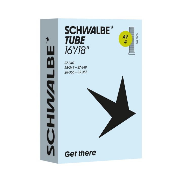 Fahrradschlauch Schwalbe Nr. 4, 16 und 18 Zoll, Autoventil 40 mm, Verpackung