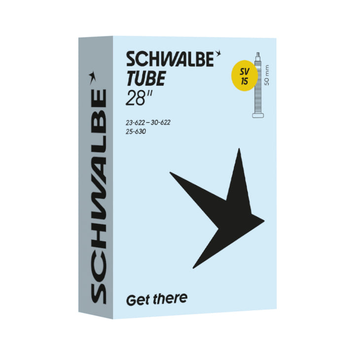 Fahrradschlauch Schwalbe Nr. 15, 28 Zoll, Sclaverandventil 50 mm, Verpackung