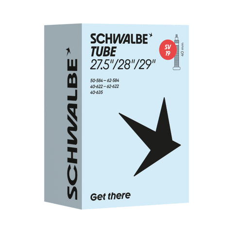 Fahrradschlauch Schwalbe Nr. 19, 27,5 bis 29 Zoll, Sclaverandventil 40 mm, Verpackung